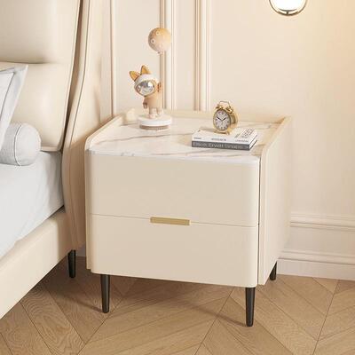 实木床柜轻奢网红板奶油卧室小型收纳代简头约73718岩床边家用床