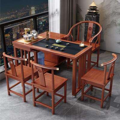阳台家小茶体台茶桌椅组合FMJ新几中式实用木移动茶烧水壶一泡茶