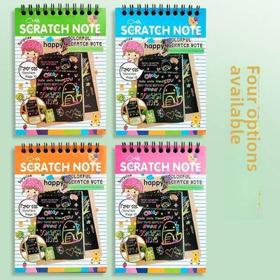 DIY Scratch note Black cardboard draw sketch notes for kid