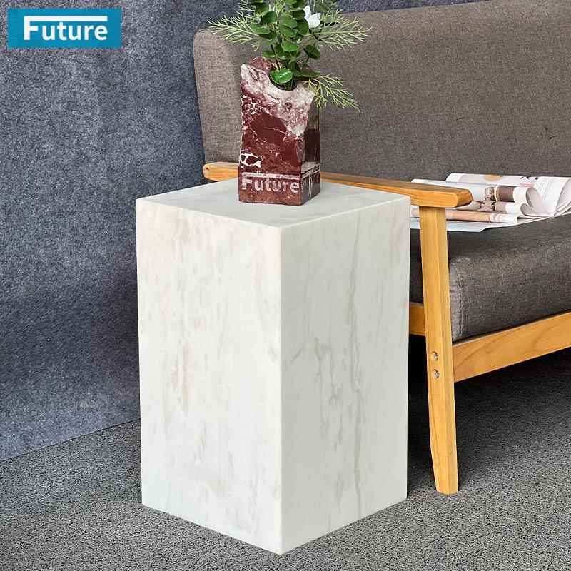 简约轻奢天然大理石角几现代茶几沙发边柜边几方几卡里冰玉边桌
