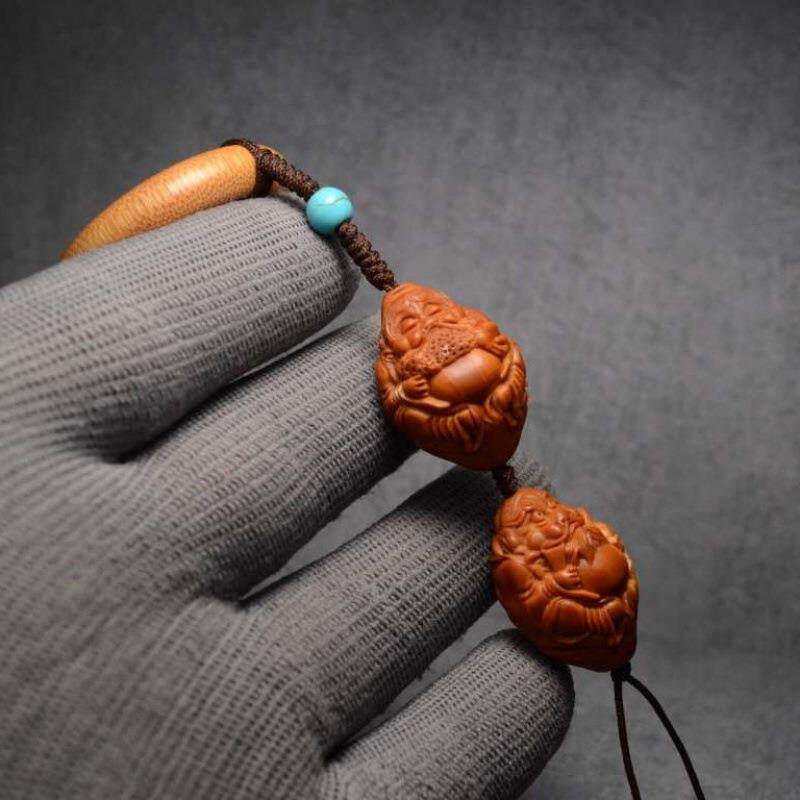 厂家直供橄榄核雕刻竹环钟馗达摩挂件挂饰核雕钟馗达摩文玩收藏