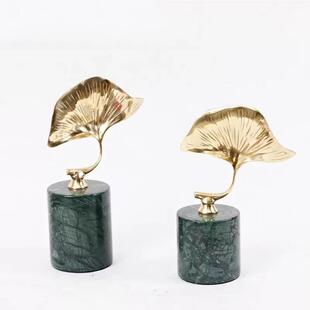现代装 小摆件 饰品酒店轻奢银杏叶艺术品摆件售楼处样板房展厅软装