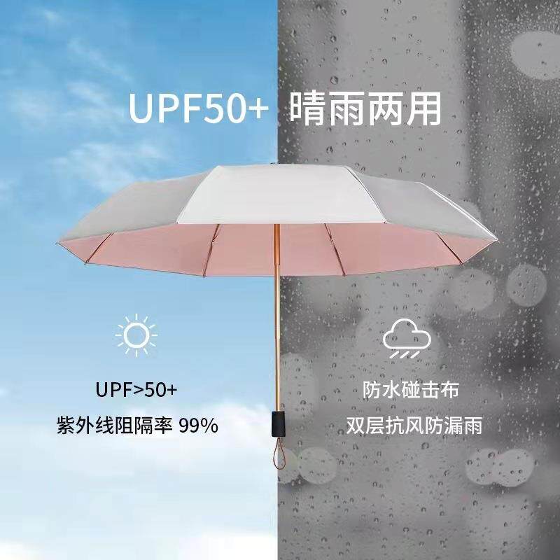 现货精品雨伞双层钛银黑胶女晴雨伞两用太阳伞防晒遮阳伞