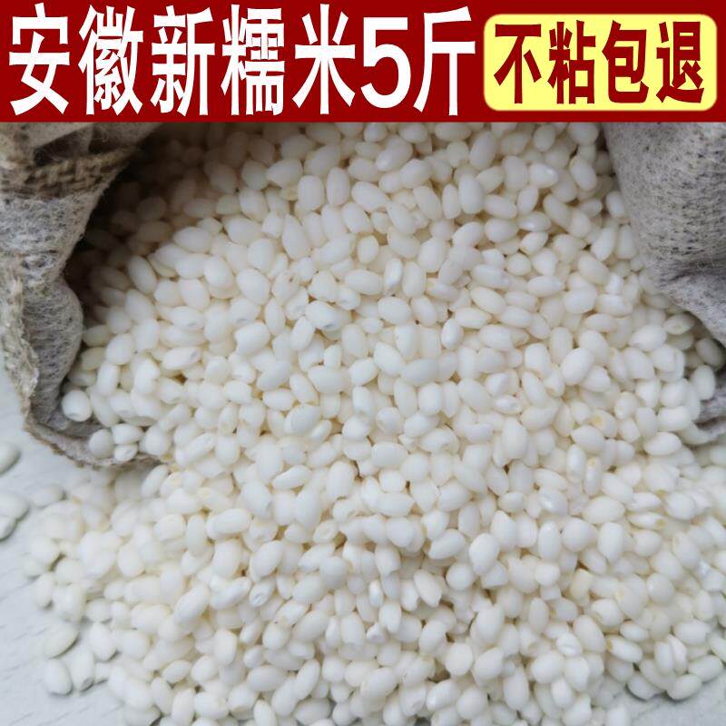 新糯米5斤 安徽特产圆粒米散装新鲜纯白江米酒酿包粽子米非10斤装