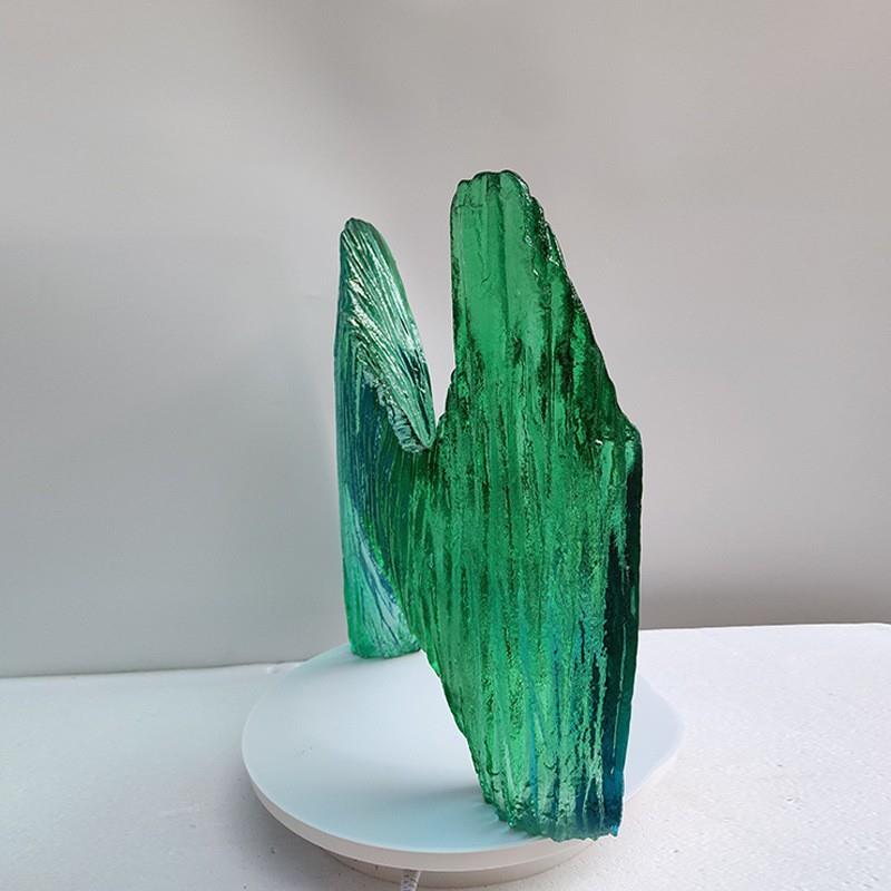 酒店样板房透明树脂雕塑摆件别墅售楼处软装饰工艺品摆设镂空山峰