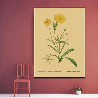 Botanical Illustration Poster Plant Leaf Flower Kraft Paper