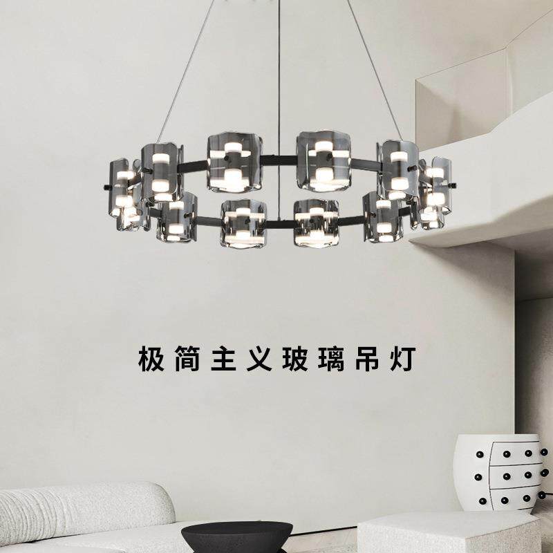 全铜轻奢客厅大气吊灯设计师新款北欧餐厅卧室时尚简约玻璃大吊灯