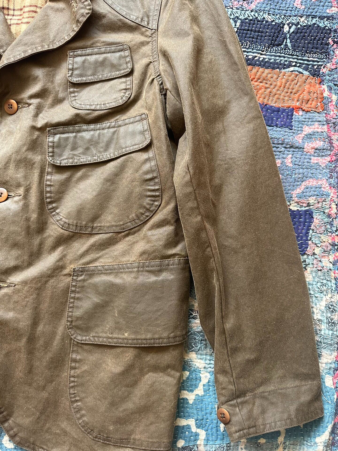 RRL Brown Waxed Hunting Jacket — back