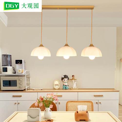 大观园餐厅灯现代简约创意三头餐桌饭厅吧台吊灯灯具中山灯具L271