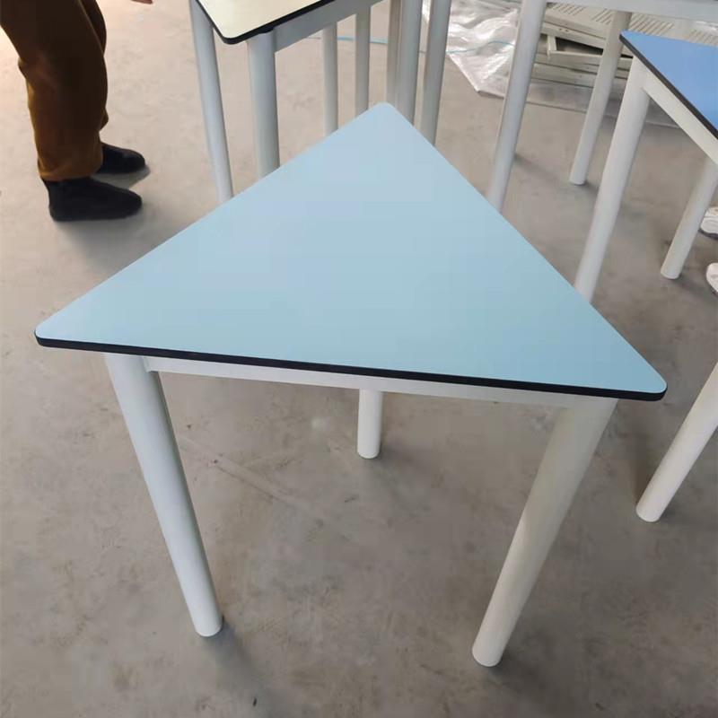 学生钢架六角三角抗倍特实验桌彩色拼接梯形异形绘画美术室桌