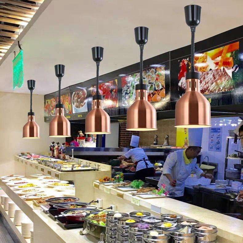 烧烤火锅店自助餐厅食物保温灯圆形伸缩灯酒店西餐厅食品加热吊灯