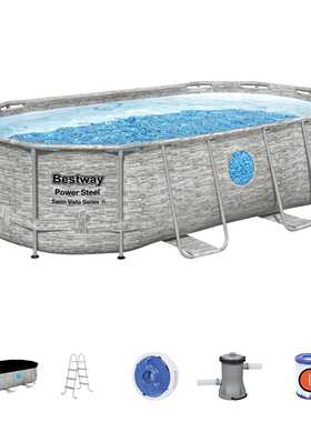 窗口套装家庭bestway56714池支架户外戏水游泳池椭圆水池 加厚
