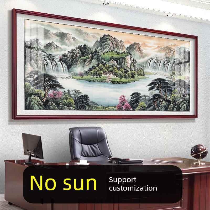 聚宝盆挂画办公室装饰画风景长城靠山客厅沙发背景墙书画