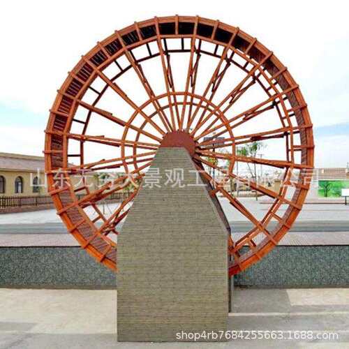 大型仿古景观电动水车 户外庄园脚踏流水 防腐木景观工程成品摆件