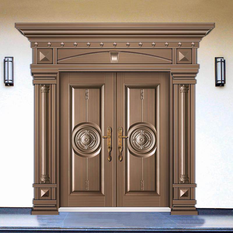 锌合金别墅大门双开门家用防盗门甲级进户门农村入户门压膜子母门