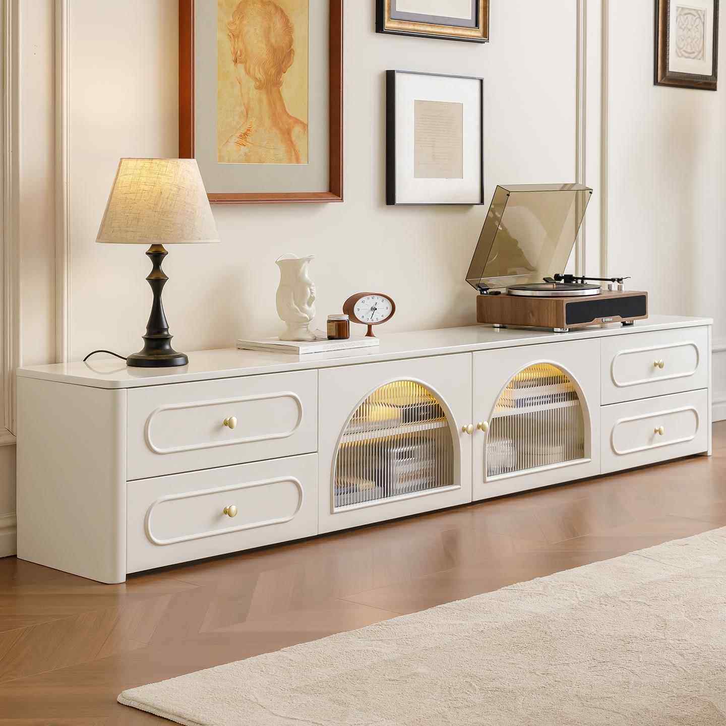 法式电视柜客厅2025年新款实木奶油风落地家用原木色电视机柜组合