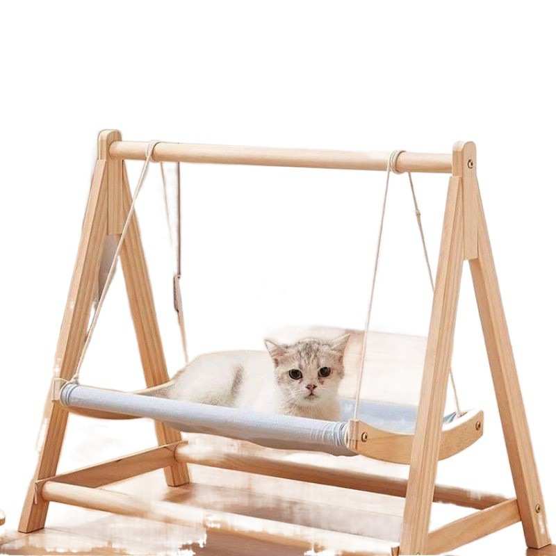 现货木制猫吊床木制猫窝悬挂式宠物摇床猫摇篮猫猫吊床宠物床猫架