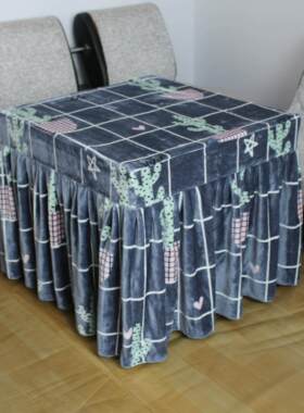 定制电烤炉套罩双面金貂绒烤火罩烤火被子茶几取暖桌布罩加绒加厚