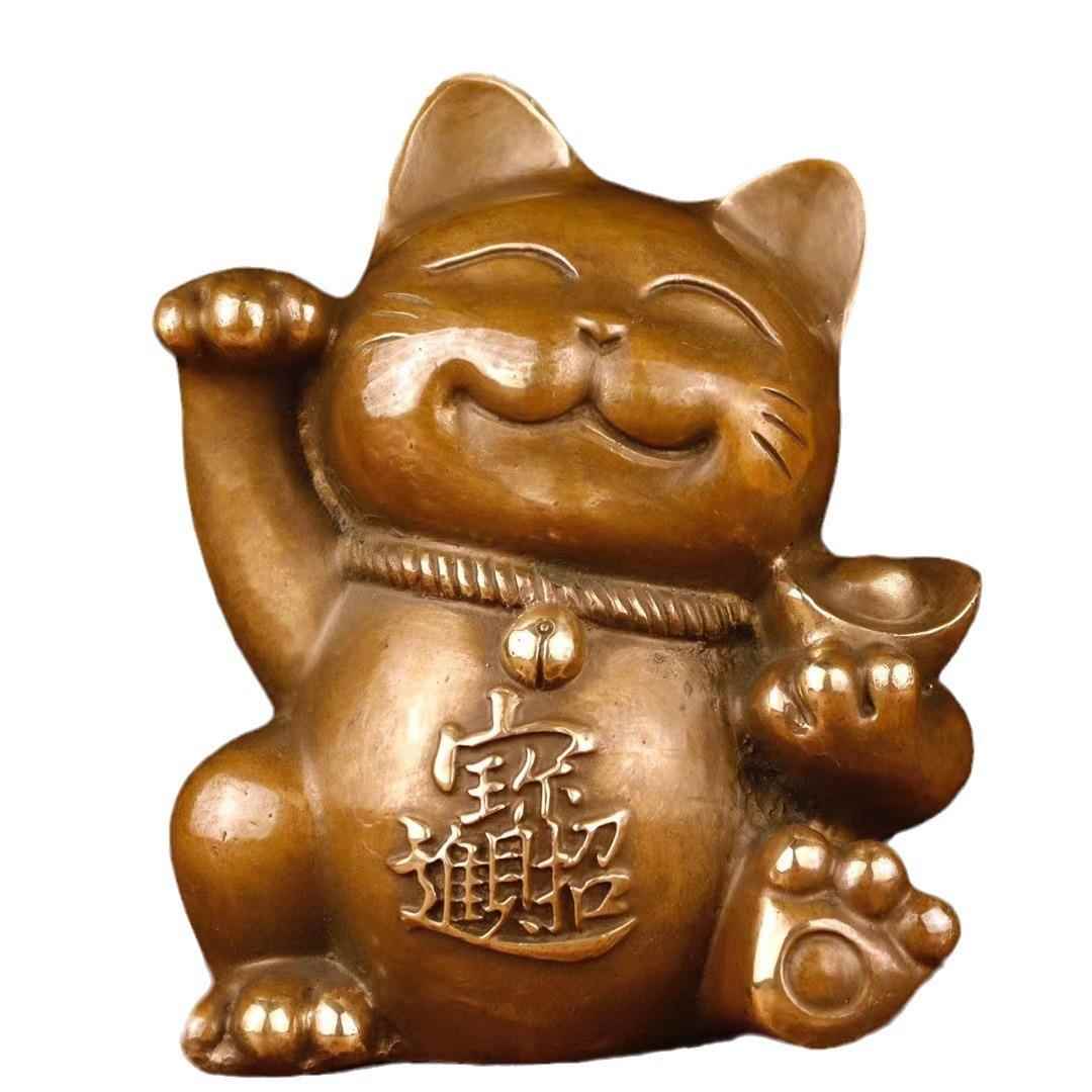 仿古铜金钱元宝猫店铺办公室收银台摆件家居饰品玄关装饰品工艺品