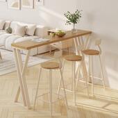 实木吧台桌椅家用阳台高脚桌长条窄桌简约现代靠墙奶茶店桌椅组合