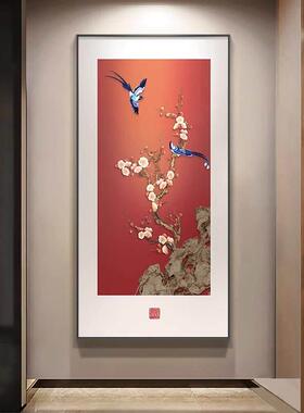 喜气盈门玄关装饰画 画新中式入户正对门挂画 画红色寓意好走廊过