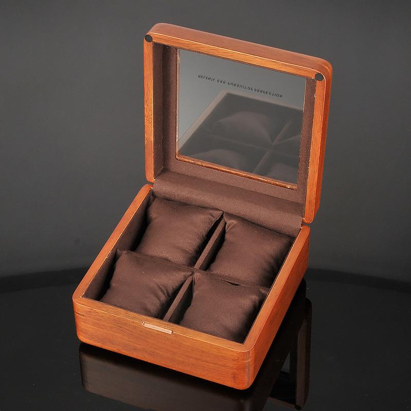高档俪丽约金丝木柚手手表盒简玻璃天窗手表收纳盒实木表手镯收纳
