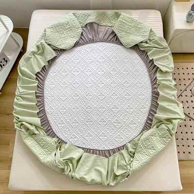 F77J56HTA5L纯棉棉床笠床裙二垫合一夹床罩花边单件床防尘保护款