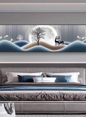室装饰约画床头挂画温墙馨福鹿墙画现卧代简轻奢客厅卧主背景壁画