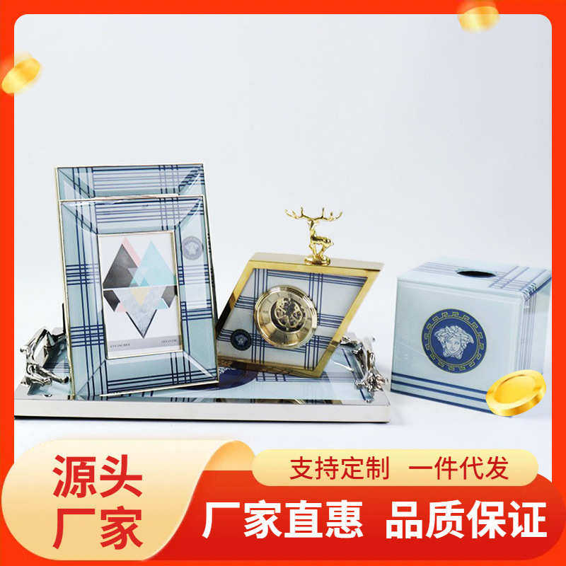北欧金属相框摆台办公桌书桌卧室装饰创意画框摆件托盘钟表套装,家居饰品,相框/画框,淘宝优惠券,粉丝福利购,淘宝优惠卷
