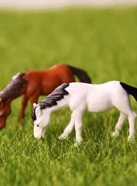 迷你仿真小马微景观摆件假山水族多肉盆景造景装饰品骏马动物配件