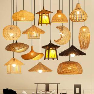 竹编酒民吊意灯新中式竹艺灯具禅茶室灯店餐饮宿灯竹编灯SGK罩饭