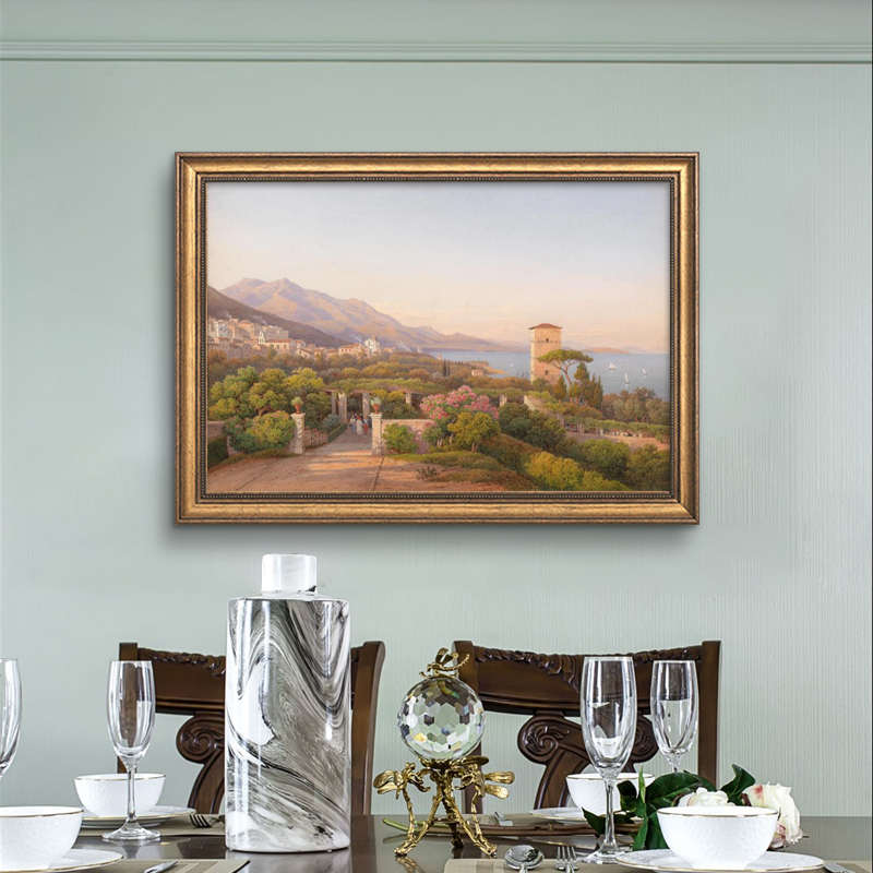 手绘油画美式餐厅挂画饭厅装饰画世界名画客厅沙发背景墙壁画欧式