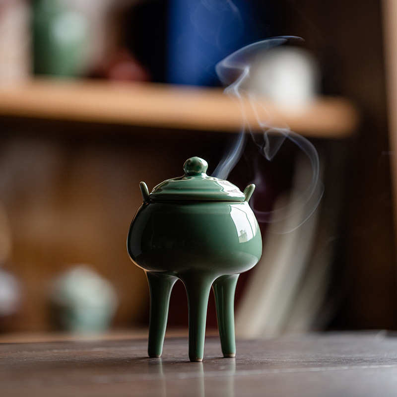 且来陶瓷香炉 功夫茶具茶桌摆件 日式禅意香薰炉茶道配件高端香炉