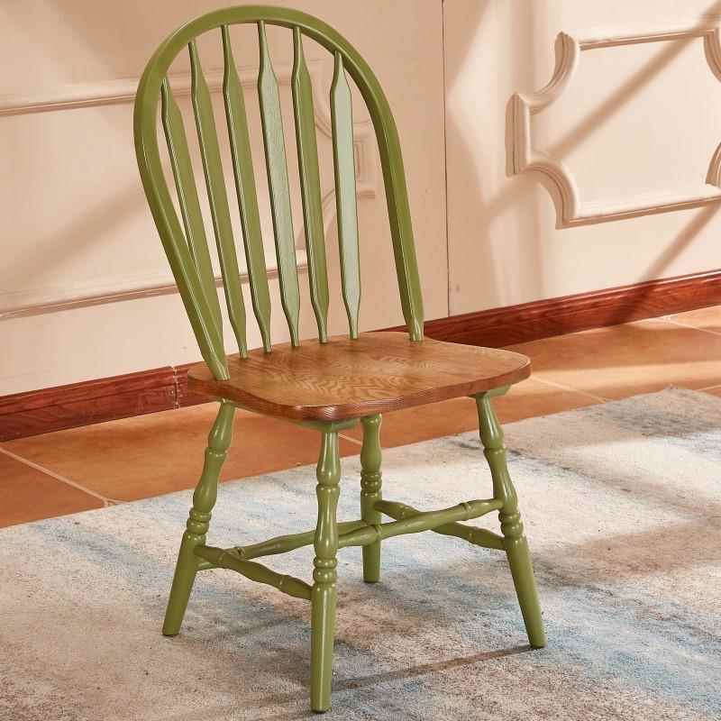 高档美式全实欧木闲温莎椅家用餐木椅北椅红橡简约舒适休咖啡椅酒