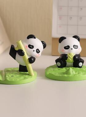 新款卡通熊猫手机支架桌面摆件懒人平板支撑架子树脂手办男女礼物