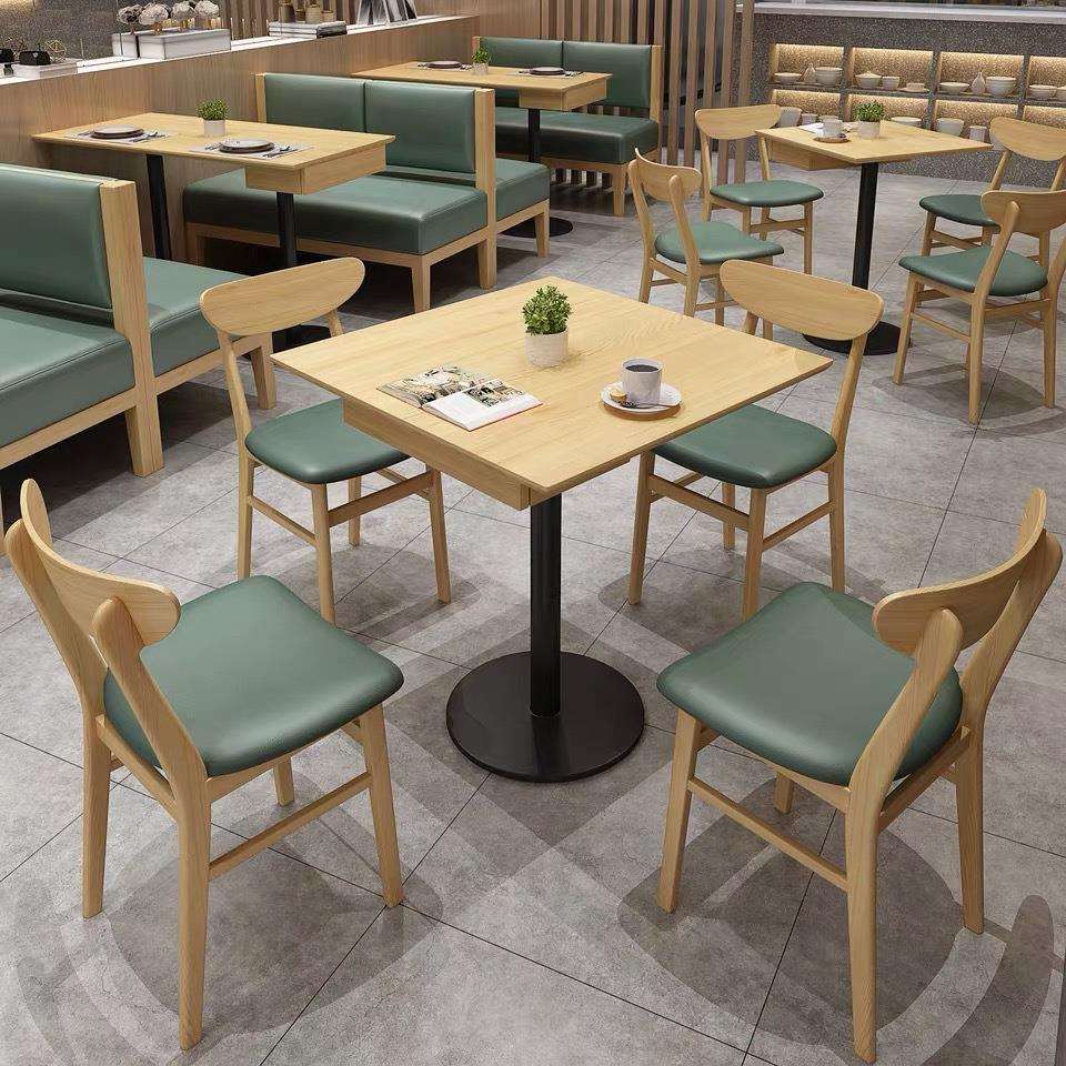 卡座沙发饭店咖啡厅桌椅餐厅餐桌组合面馆商用奶茶店实木坐垫