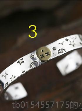 正品 牛钝工 amp笑脸手镯amp jaan925银俏皮精笑脸 涂鸦p手镯个性