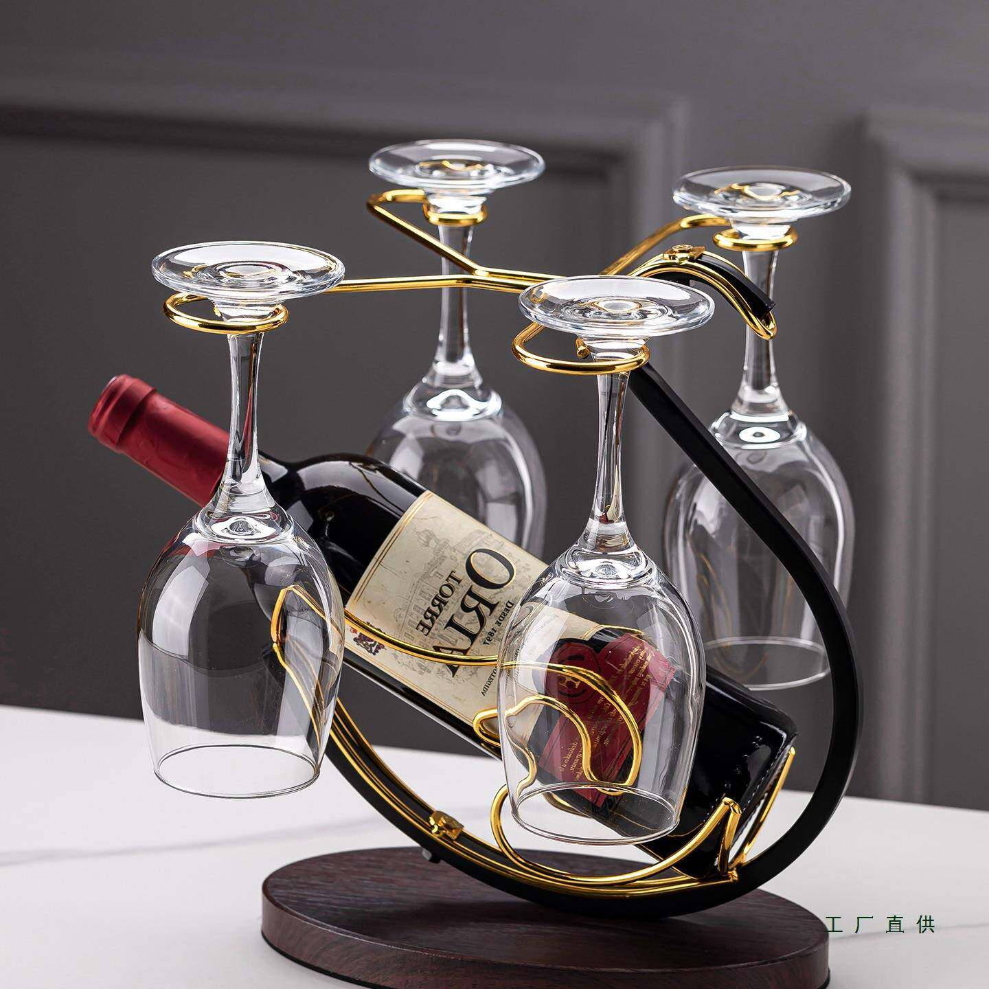 新中式红酒杯架家用倒挂高脚杯天鹅红酒架摆件新款红酒杯套装架子