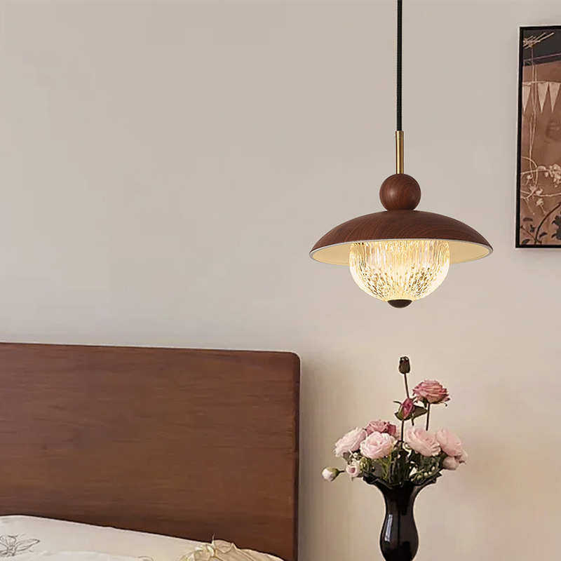 中古侘寂风餐厅吊灯胡桃木色奶油风吧台岛台饭厅高级感餐桌实木灯,家装灯饰光源,客厅吊灯,淘宝优惠券,粉丝福利购,淘宝优惠卷