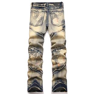 Men Straight Flared Jeans 男士复古多口袋直筒修身微喇叭牛仔裤
