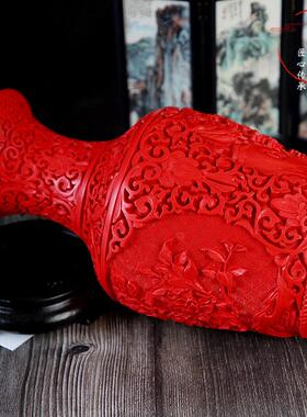 十二寸漆雕花扬州传统漆器家具装饰雕漆工艺品摆件文化纪念礼品