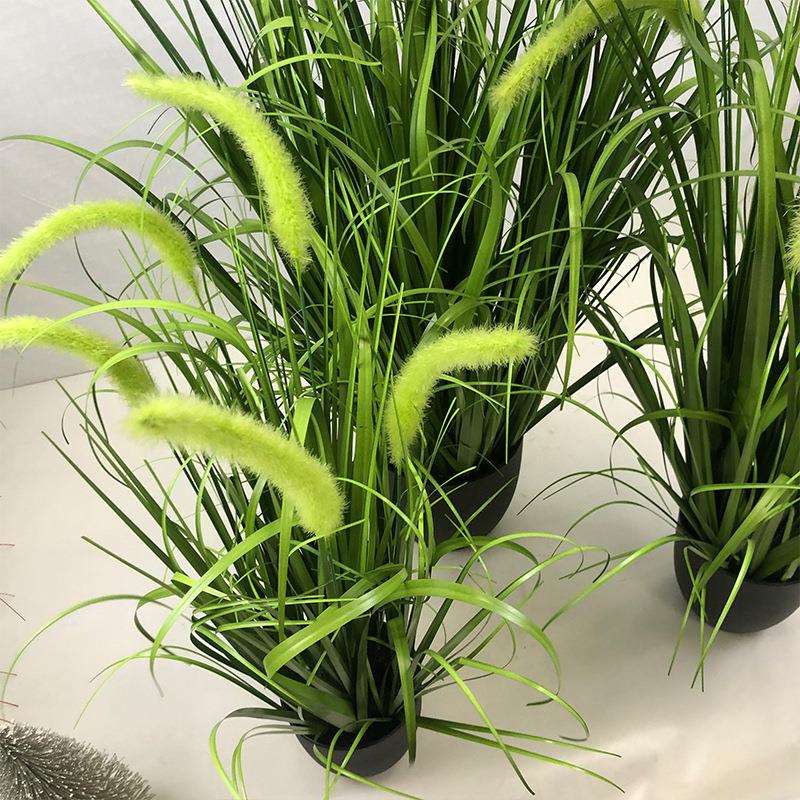 绿色落地盆景装饰品手工仿真狗尾巴草大型盆栽家居装饰绿植仿真花