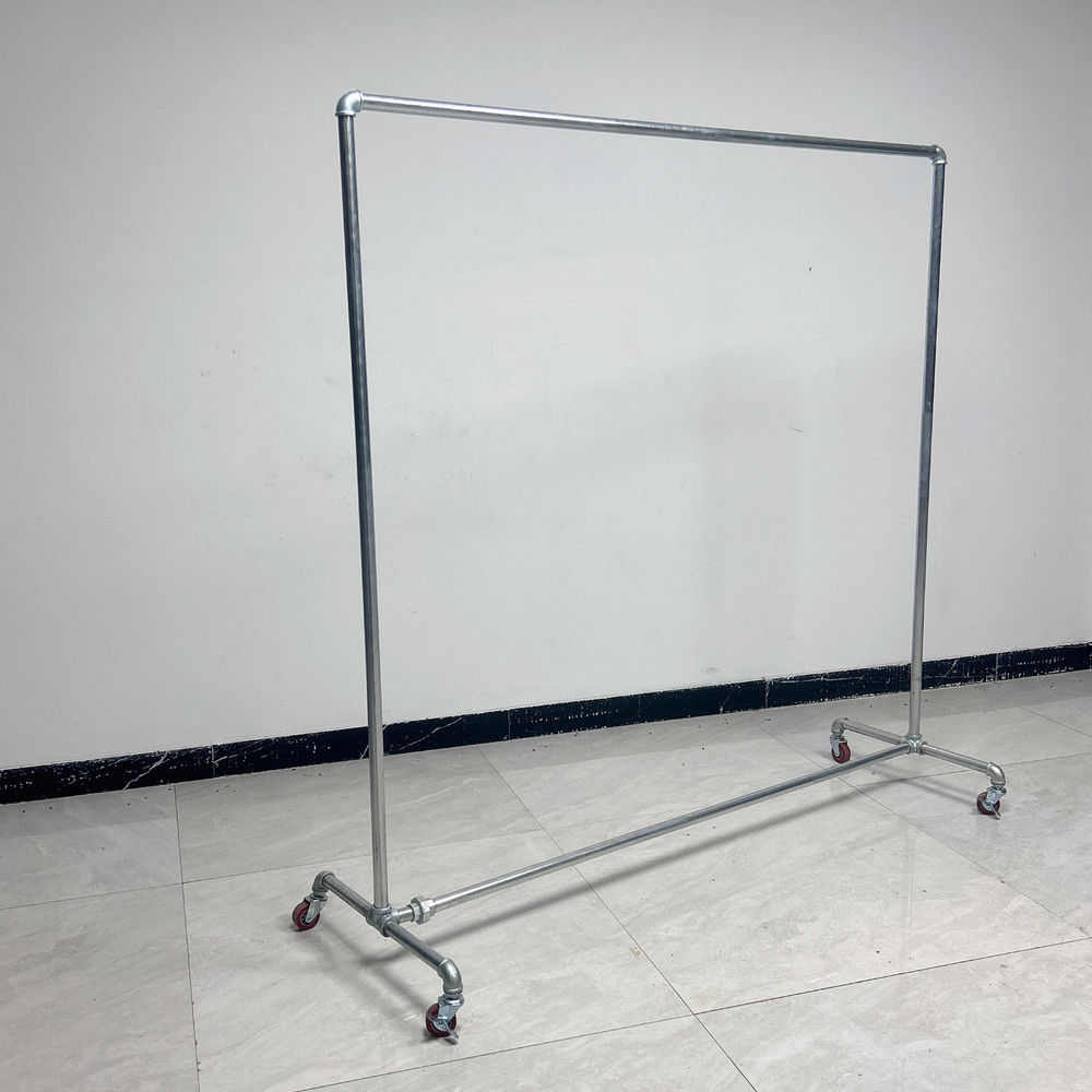 服装店展示架落地单杠阳台展会家用落地水管架地摊带轮水管晾衣架