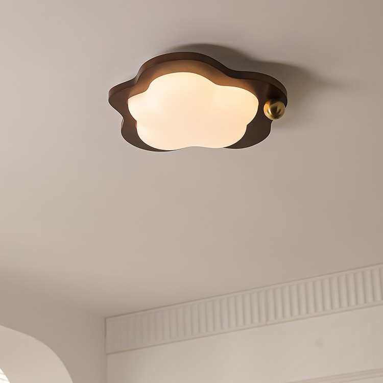 卧室灯中古侘寂风创意云朵儿童房间灯复古胡桃木色护眼实木吸顶灯,家装灯饰光源,智能吸顶灯,淘宝优惠券,粉丝福利购,淘宝优惠卷