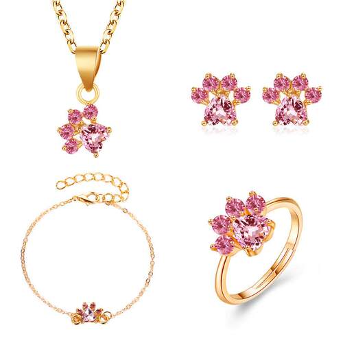 Fashion set necklace earrings four piece bracelet set