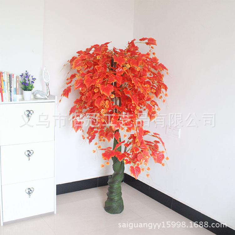 仿真枫叶件绿红枫树盆景-栽大型红绿植盆仿真树假树室内客厅摆装