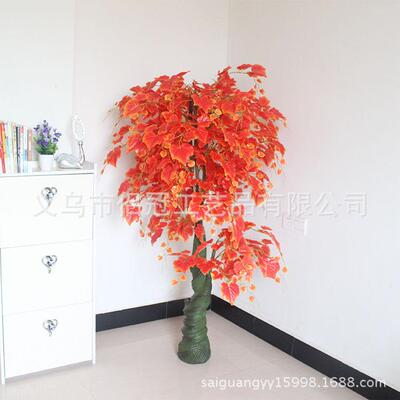 仿真枫叶件绿红枫树盆景-栽大型红绿植盆仿真树假树室内客厅摆装