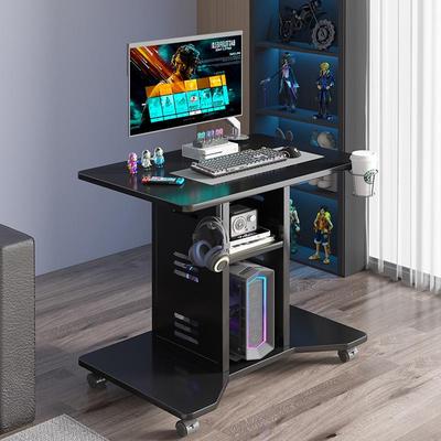 实木电脑桌家用卧室电竞桌台式可放主机移动小桌子床边办公写字桌