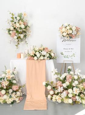 壁挂花艺KT墙面仿真摄影背景布紫色挂花花板绢花地排置婚礼装饰