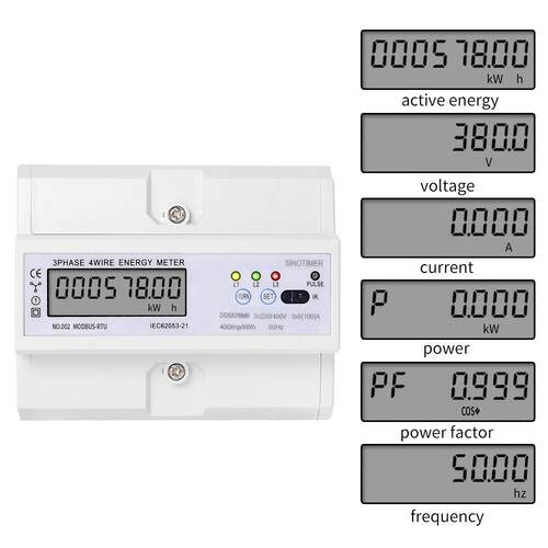 DDS578MR 多功能三相液晶显示380V导轨电度表7P电能表带RS485通讯